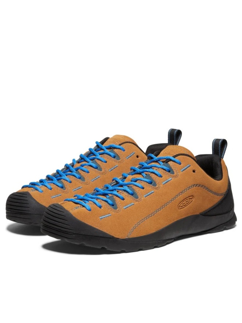 Keen Jasper Tan Suede Sneakers with Blue Laces